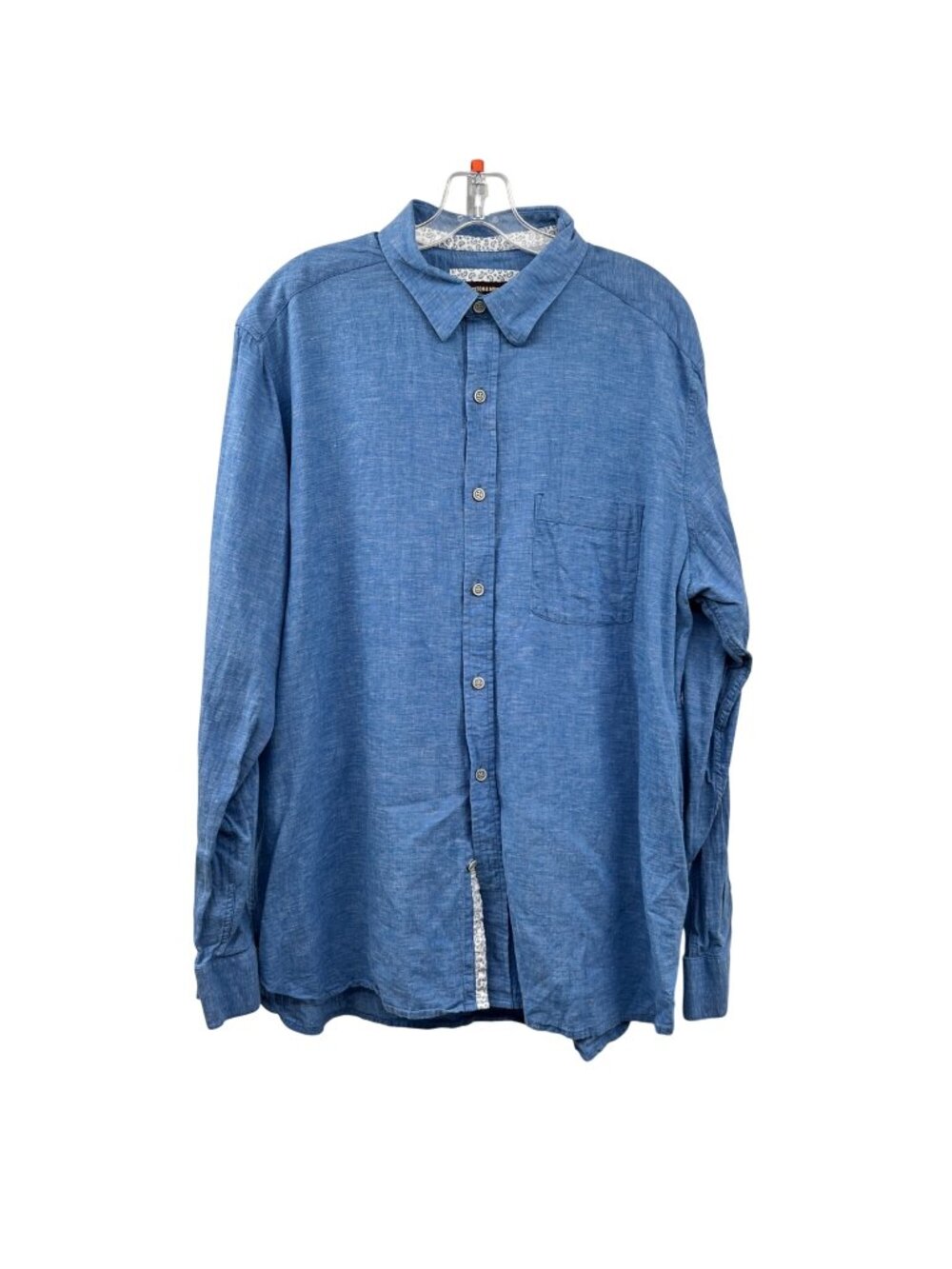 Johnston & Murphy Mens Linen Blend Button Up Shirt Blue Size XL Chambray